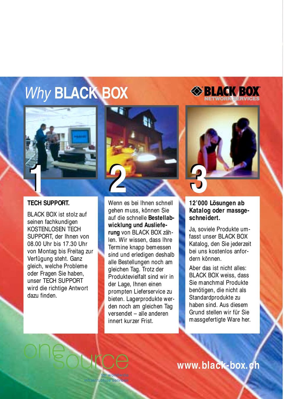 Wenn es bei Ihnen schnell gehen muss, können Sie auf die schnelle Bestellabwicklung und Auslieferung von BLACK BOX zählen.