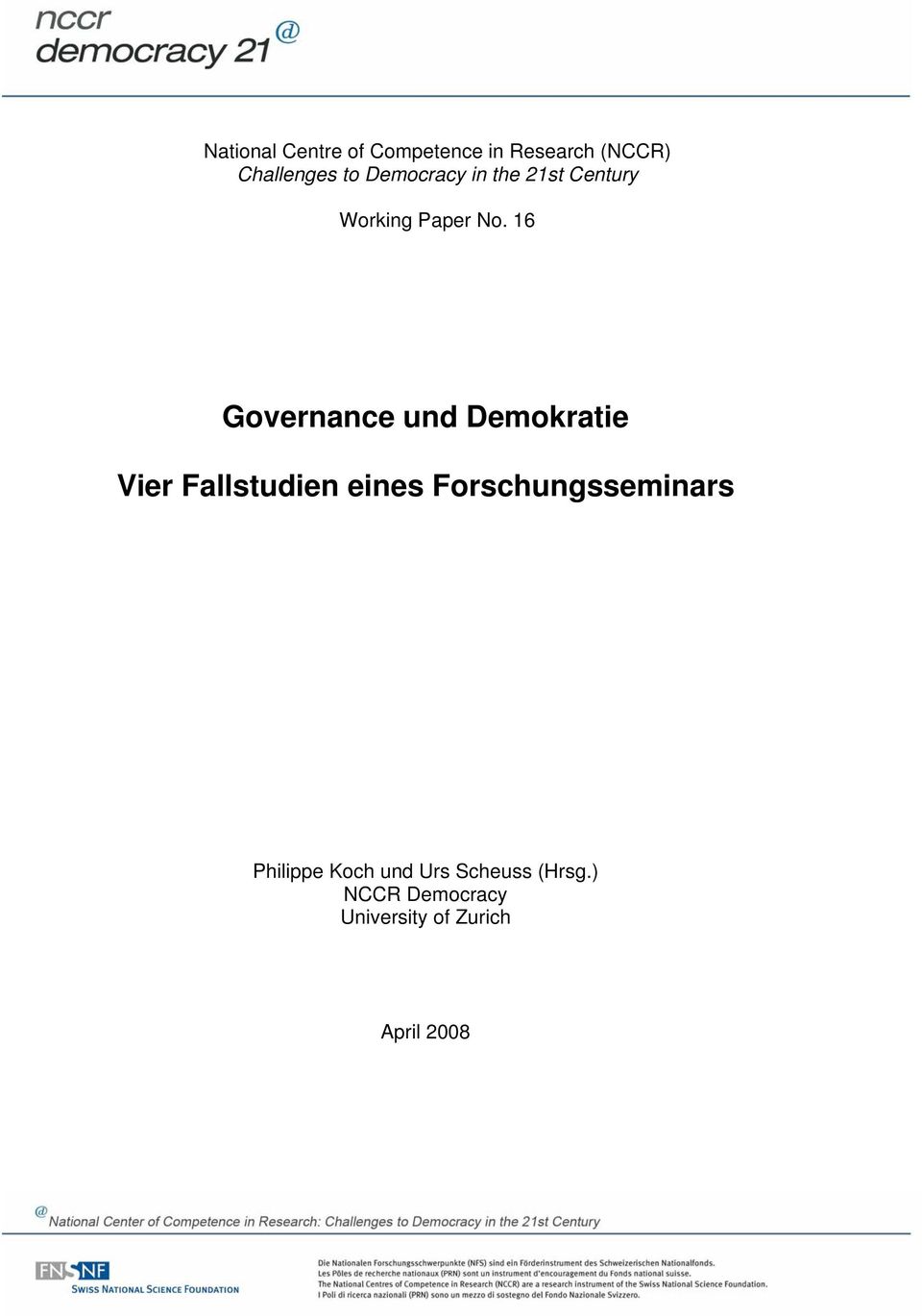 16 Governance und Demokratie Vier Fallstudien eines