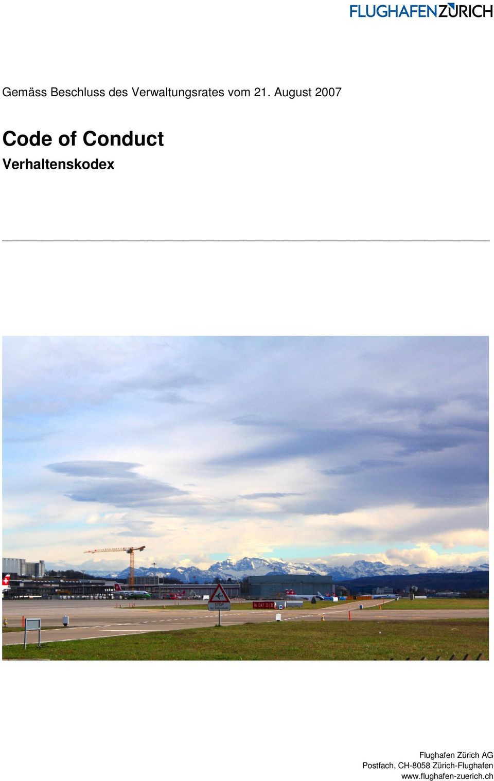 Verhaltenskodex Flughafen Zürich AG