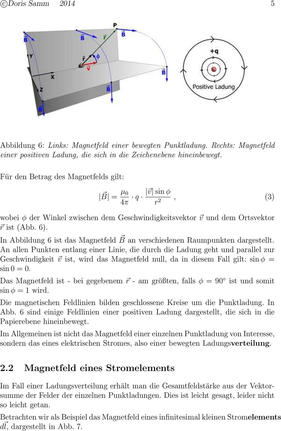 In Abbildung 6 ist das Magnetfeld B an verschiedenen Raumpunkten dargestellt.