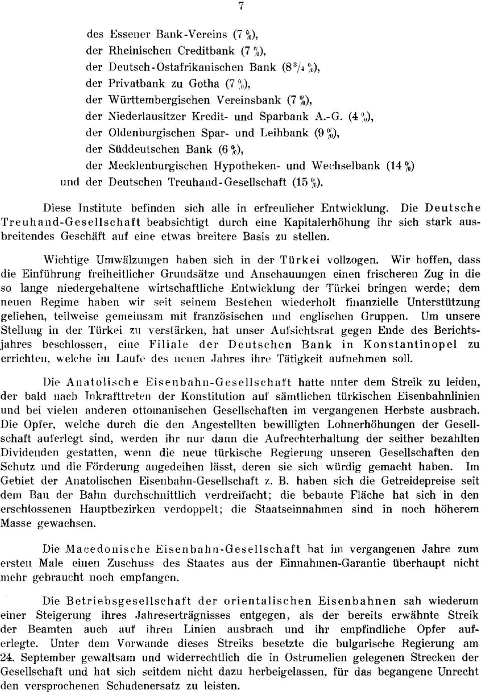 (4 " ), der Oldenburgischen Spar- und Leihbank (9 io), der Sü(1deutschen Bank (6 %), der Mecklenburgischen Hypotheken- und Wecliselbank (14 0/,) uiid der Deutscheii Treuhand-Gesellschaft (16 Ob).