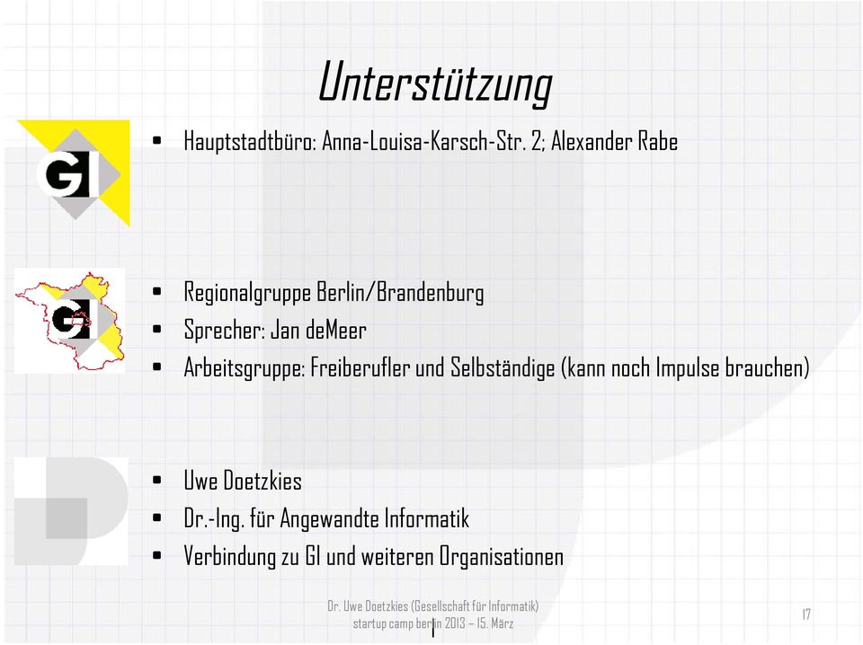 Arbeitsgruppe: Freiberufler und Selbständige (kann noch Impulse brauchen)