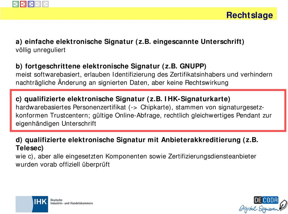 fortgeschrittene elektronische Signatur (z.b.