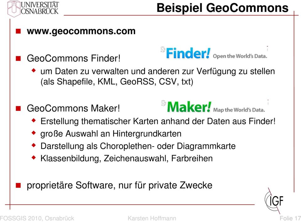 GeoCommons Maker! Erstellung thematischer Karten anhand der Daten aus Finder!