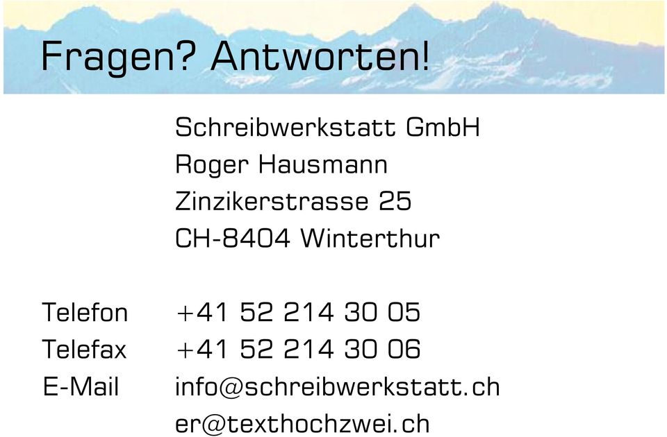 Zinzikerstrasse 25 CH-8404 Winterthur Telefon