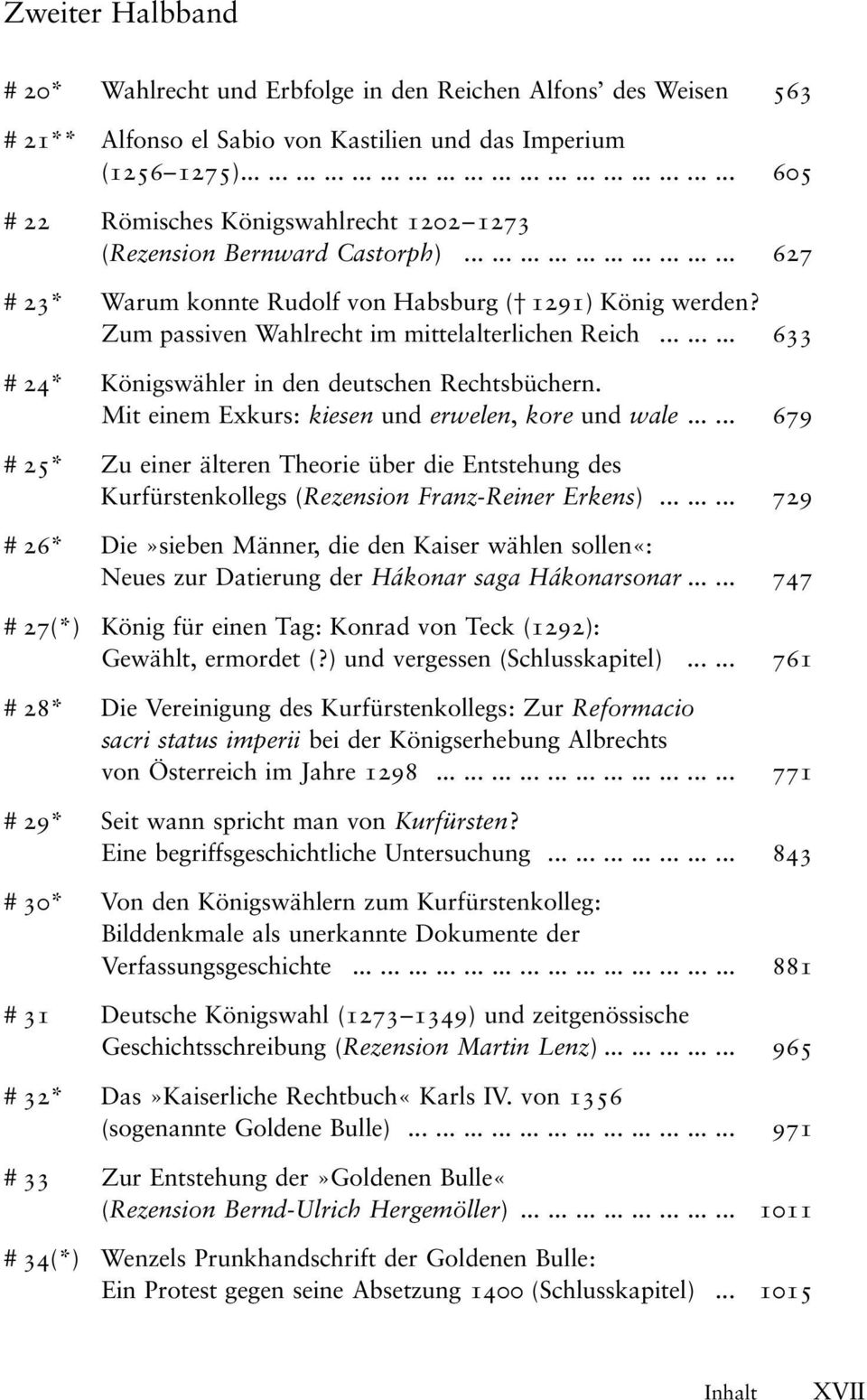 Zum passiven Wahlrecht im mittelalterlichen Reich......... 633 # 24* Königswähler in den deutschen Rechtsbüchern. Mit einem Exkurs: kiesen und erwelen, kore und wale.