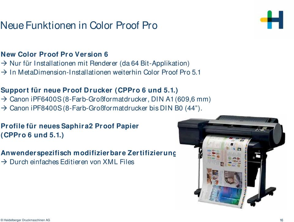 Support für neue Proof Drucker (CPPro 6 und 5.1.