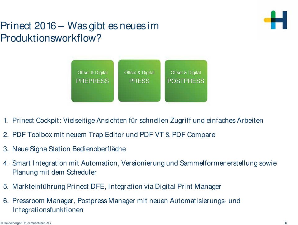 Neue Signa Station Bedienoberfläche 4. Smart Integration mit Automation, Versionierung und Sammelformenerstellung sowie Planung mit dem Scheduler 5.