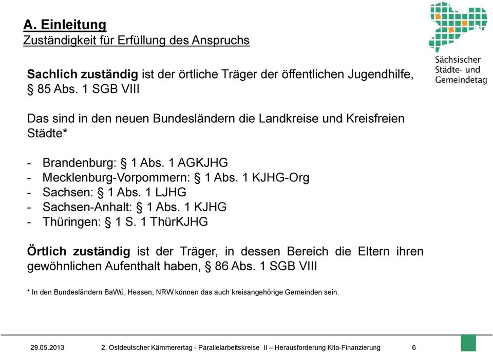 1 KJHG-Org - Sachsen: 1 Abs. 1 LJHG - Sachsen-Anhalt: 1 Abs. 1 KJHG - Thüringen: 1 S.