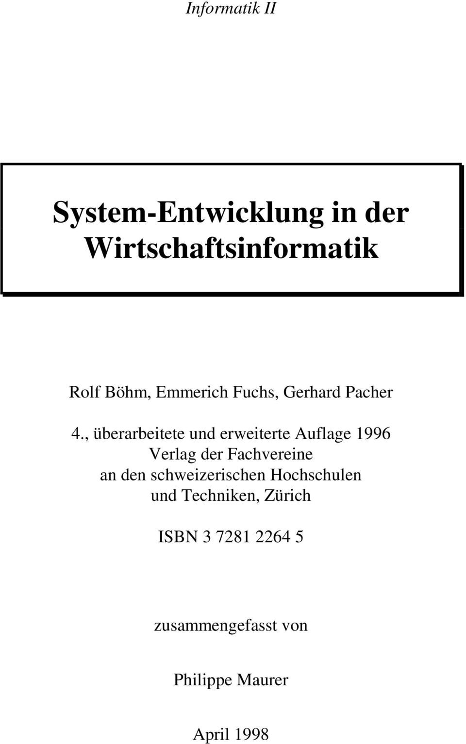 , überarbeitete und erweiterte Auflage 1996 Verlag der Fachvereine an den