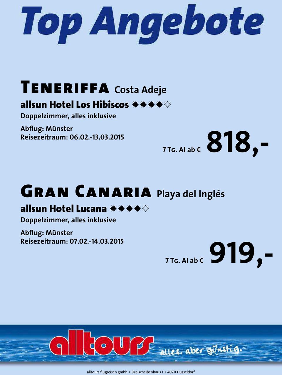 AI ab 818,- Gran Canaria Playa del Inglés allsun Hotel
