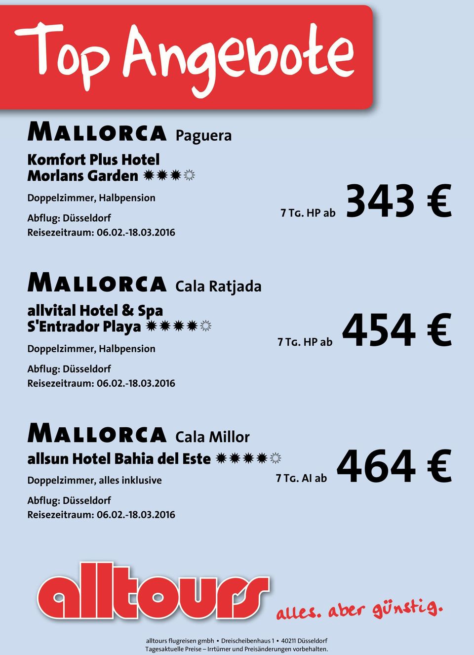 HP ab 343 Mallorca Cala Ratjada allvital Hotel & Spa S'Entrador Playa NNNNn Doppelzimmer,