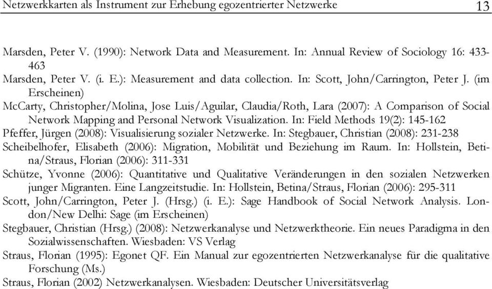 (im Erscheinen) McCarty, Christopher/Molina, Jose Luis/Aguilar, Claudia/Roth, Lara (2007): A Comparison of Social Network Mapping and Personal Network Visualization.