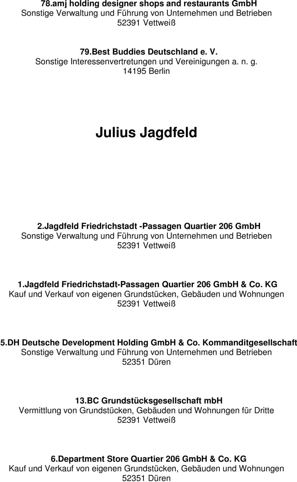 Jagdfeld Friedrichstadt -Passagen Quartier 206 GmbH 1.
