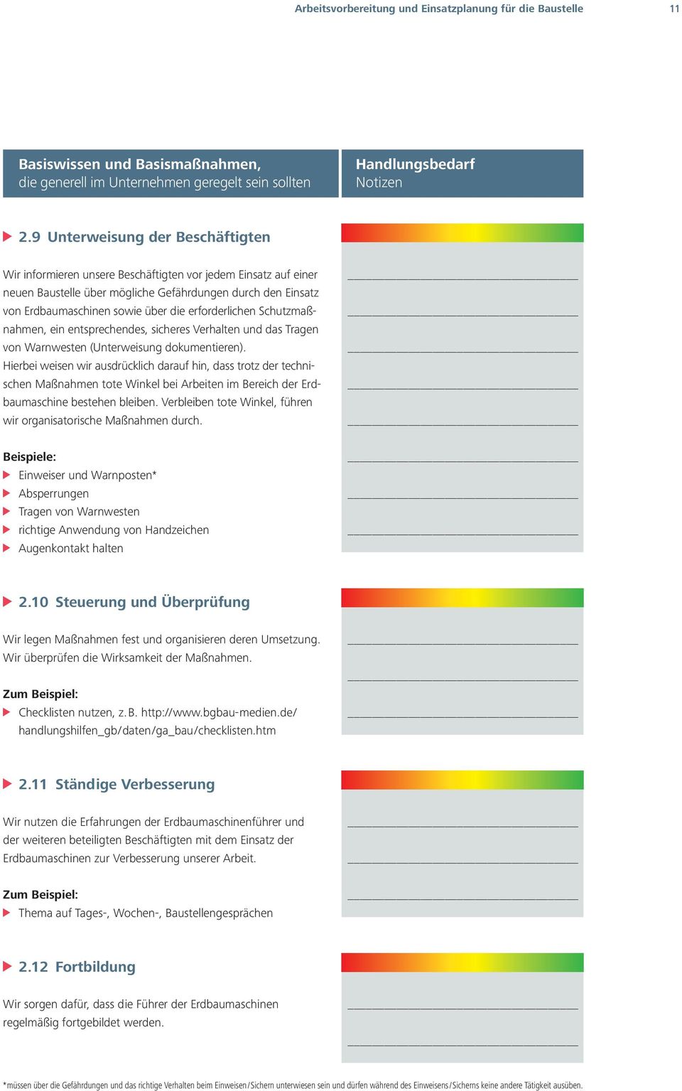 erforderlichen Schutzmaßnahmen, ein entsprechendes, sicheres Verhalten und das Tragen von Warnwesten (Unterweisung dokumentieren).