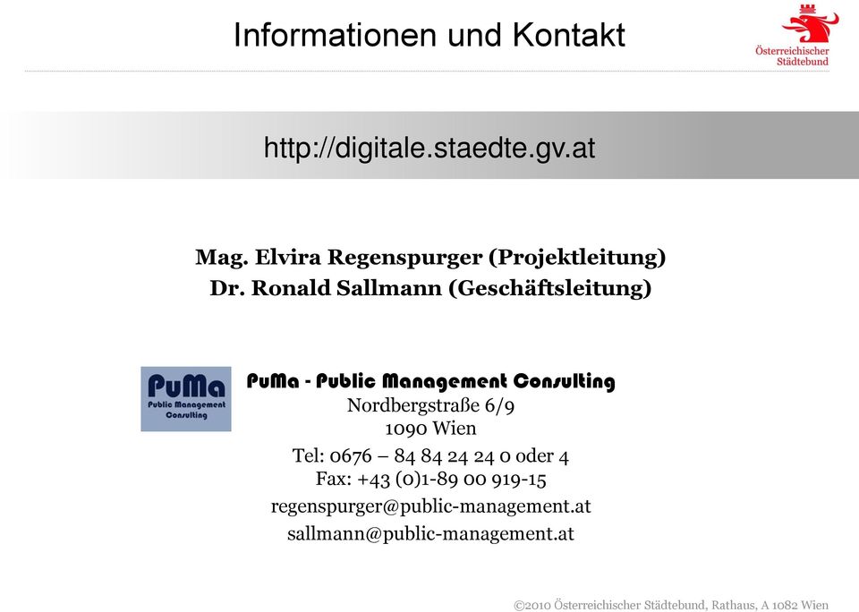Ronald Sallmann (Geschäftsleitung) PuMa - Public Management Consulting
