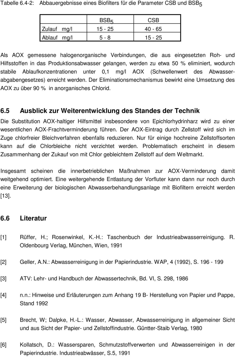 Roh- und Hilfsstoffen in das Produktionsabwasser gelangen, werden zu etwa 50 % eliminiert, wodurch stabile Ablaufkonzentrationen unter 0,1 mg/l AOX (Schwellenwert des Abwasserabgabengesetzes)