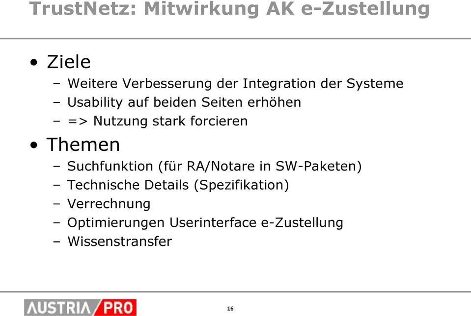 forcieren Themen Suchfunktion (für RA/Notare in SW-Paketen) Technische