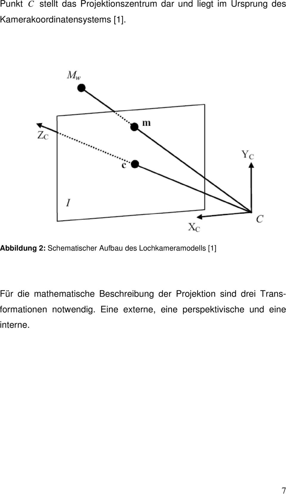 Abbildung : Schematischer Aufbau des Lochkameramodells [1] Für die