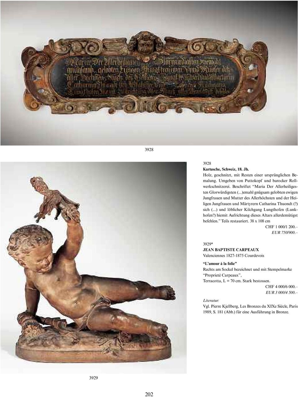 ..) und löblicher Kilchgang Lungthofen (Lunkhofen?) hiemit Aufrichtung dieses Altars allerdemütigst befehlen. Teils restauriert. 38 x108 cm CHF 1000/1 200. EUR 750/900.