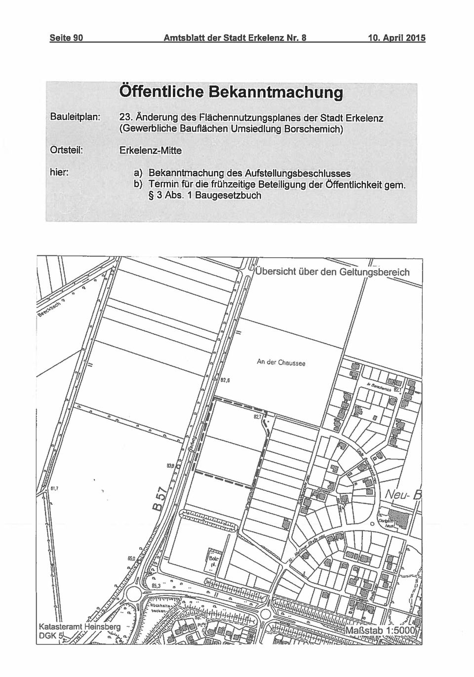Änderung des Flächennutzungsplanes der Stadt Erkelenz (Gewerbliche Bauflächen Umsiedlung