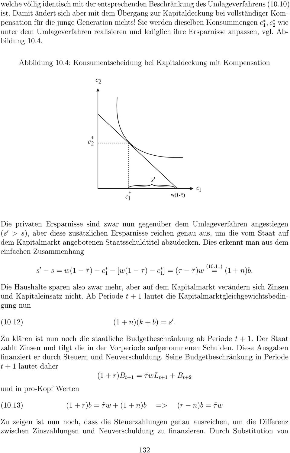 Sie werden dieselben Konsummengen c 1, c 2 wie unter dem Umlageverfahren realisieren und lediglich ihre Ersparnisse anpassen, vgl. Abbildung 10.