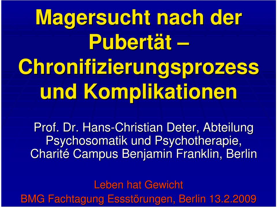 Hans-Christian Deter, Abteilung Psychosomatik und