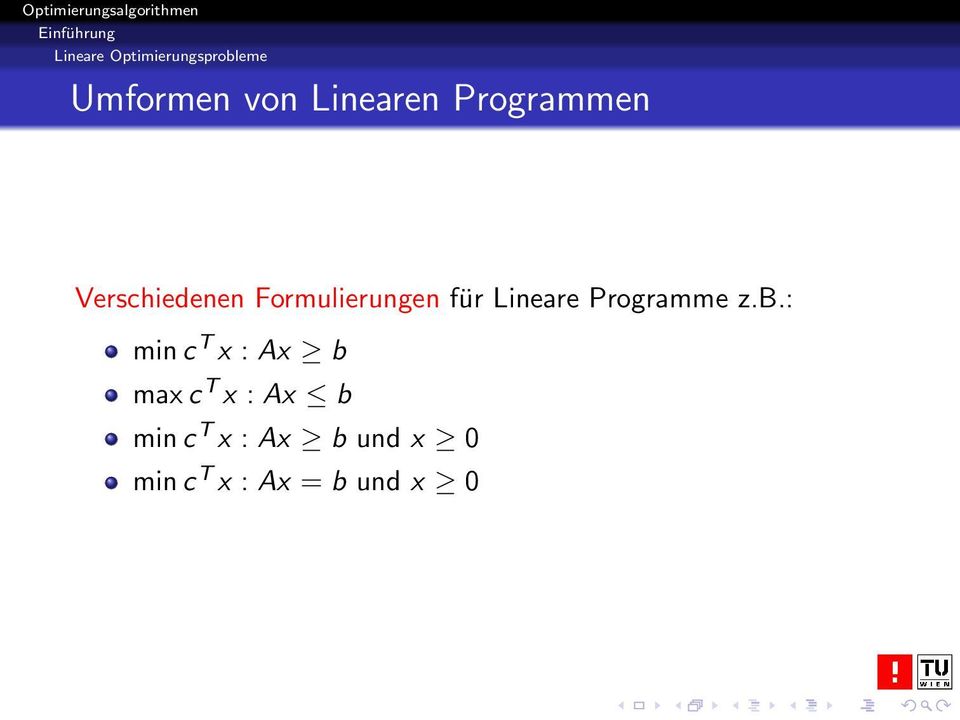 Lineare Programme z.b.