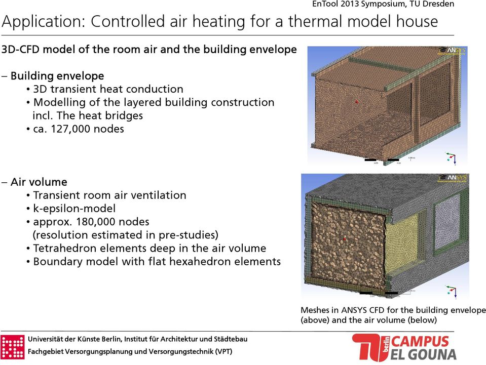 127,000 nodes Air volume Transient room air ventilation k-epsilon-model approx.