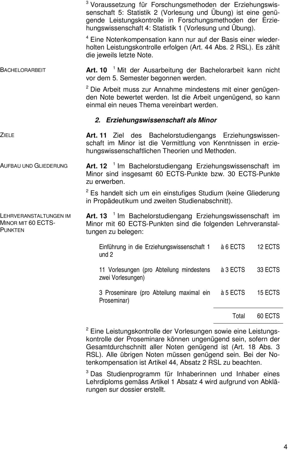 10 1 Mit der Ausarbeitung der Bachelorarbeit kann nicht vor dem 5. Semester begonnen werden. 2 Die Arbeit muss zur Annahme mindestens mit einer genügenden Note bewertet werden.