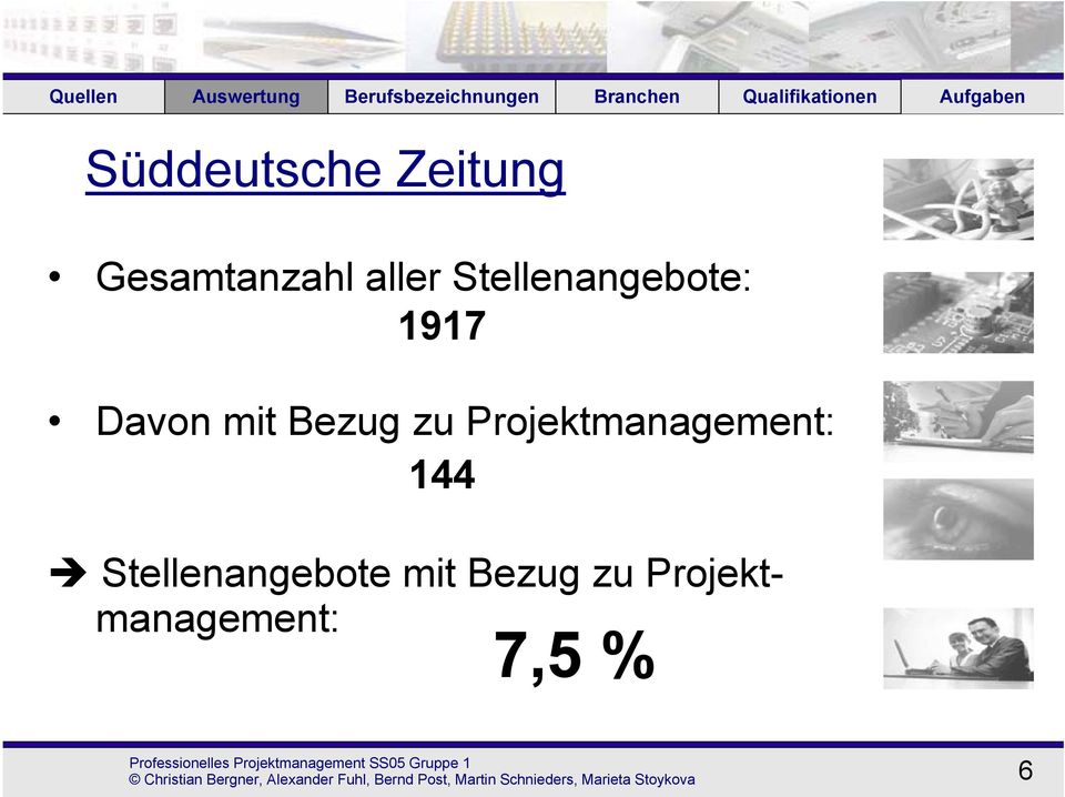 mit Bezug zu Projektmanagement: 7,5 % Christian Bergner,