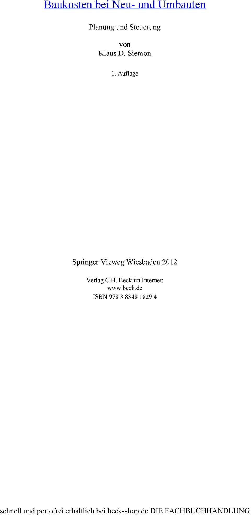 Auflage Springer Vieweg Wiesbaden 2012 Verlag C.H.