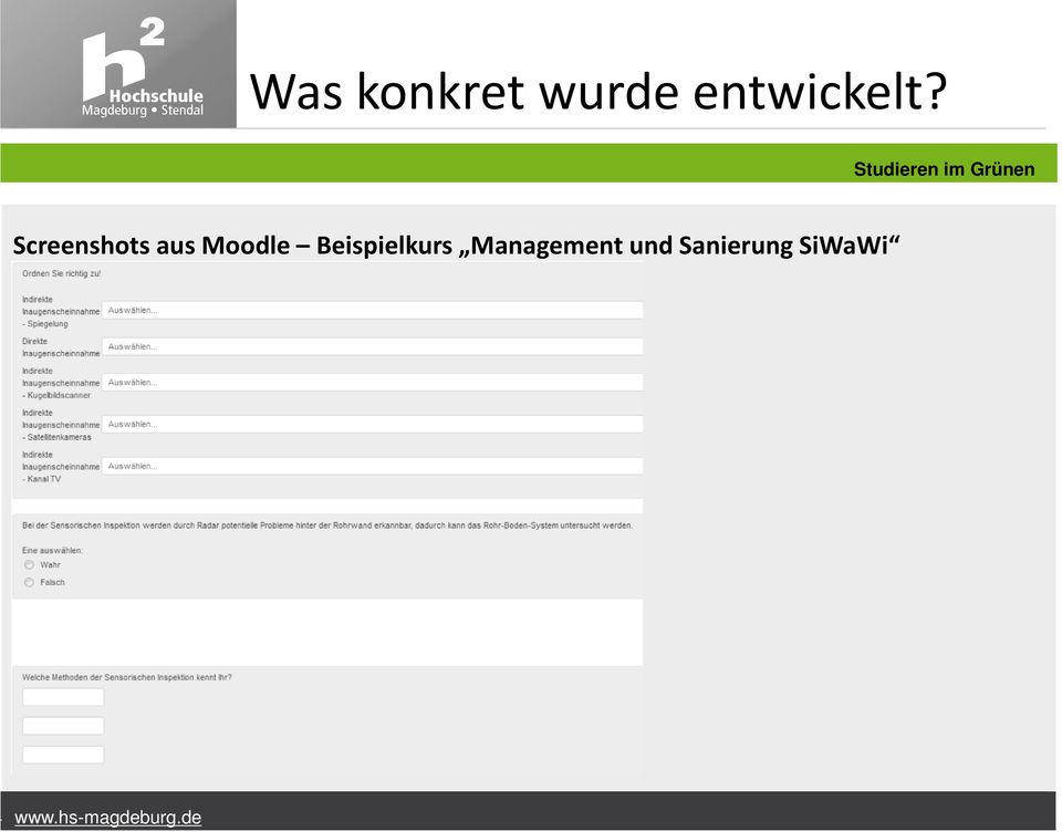 Screenshots aus Moodle