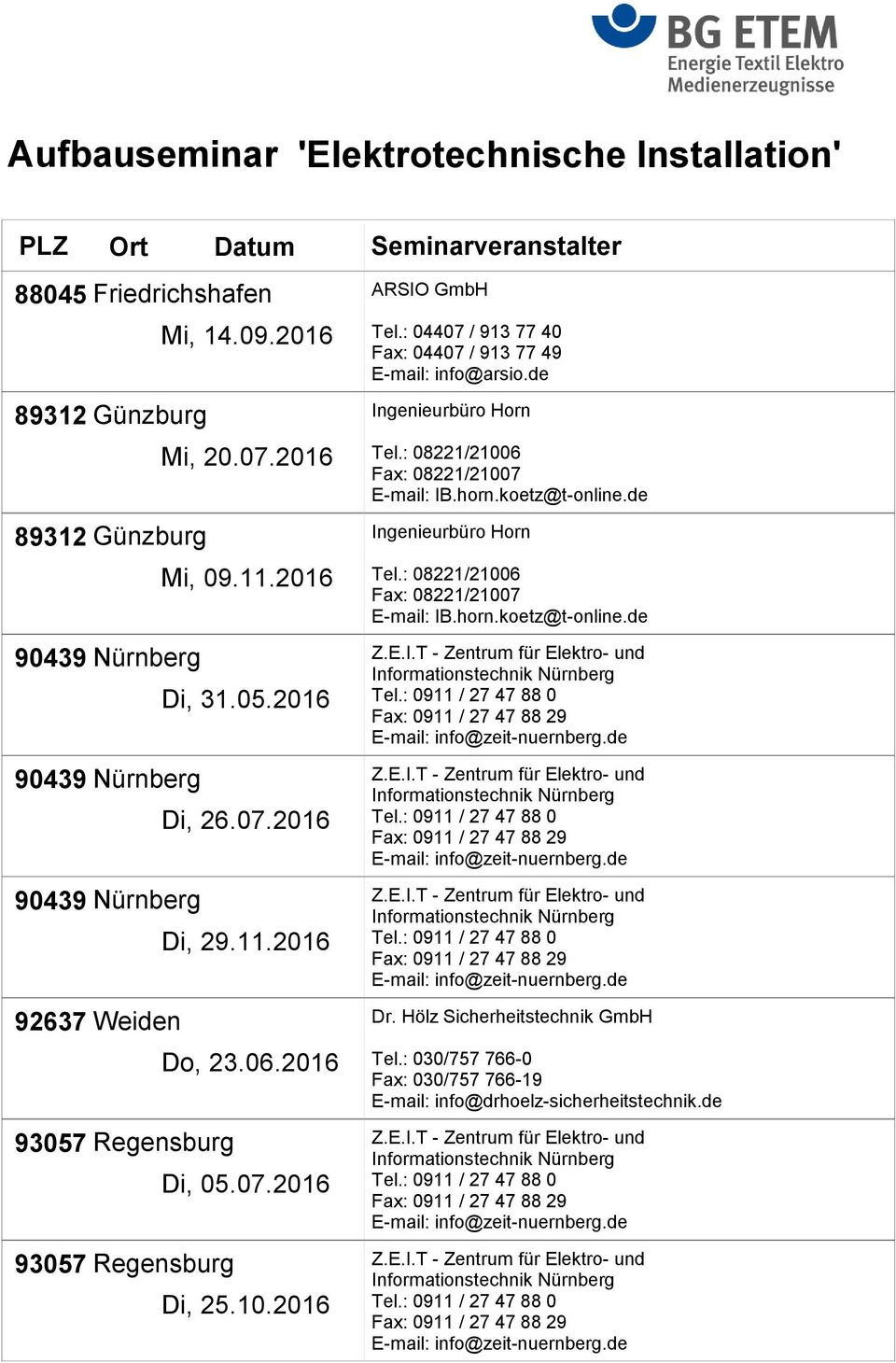 : 08221/21006 Fax: 08221/21007 E-mail: IB.horn.koetz@t-online.de Z.E.I.T - Zentrum für Elektro- und Informationstechnik Nürnberg Tel.