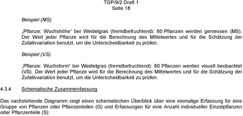 Beispiel (VS) Pflanze: Wuchsform bei Weidelgras (fremdbefruchtend): 60 Pflanzen werden visuell beobachtet (VS).  4.3.