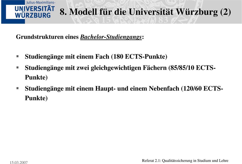 Studiengänge mit zwei gleichgewichtigen Fächern (85/85/10 ECTS-