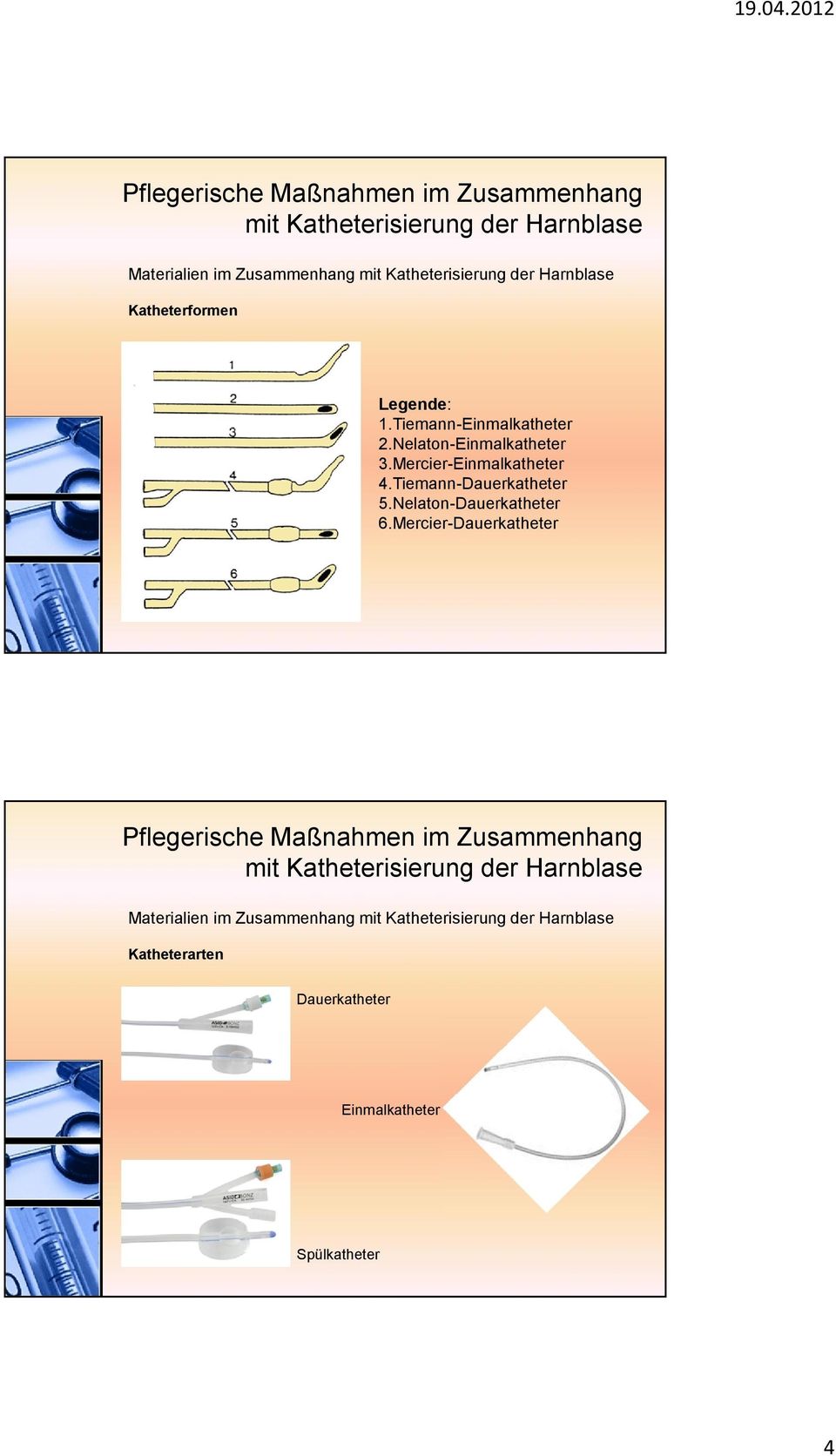 Mercier-Einmalkatheter 4.Tiemann-Dauerkatheter 5.