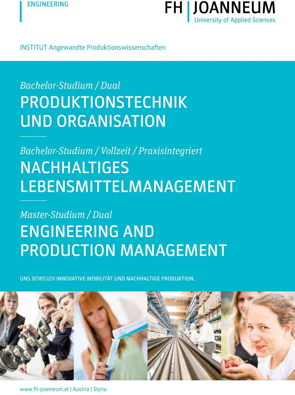 NACHHALTIGES LEBENSMITTELMANAGEMENT Master-Studium / Dual ENGINEERING AND PRODUCTION