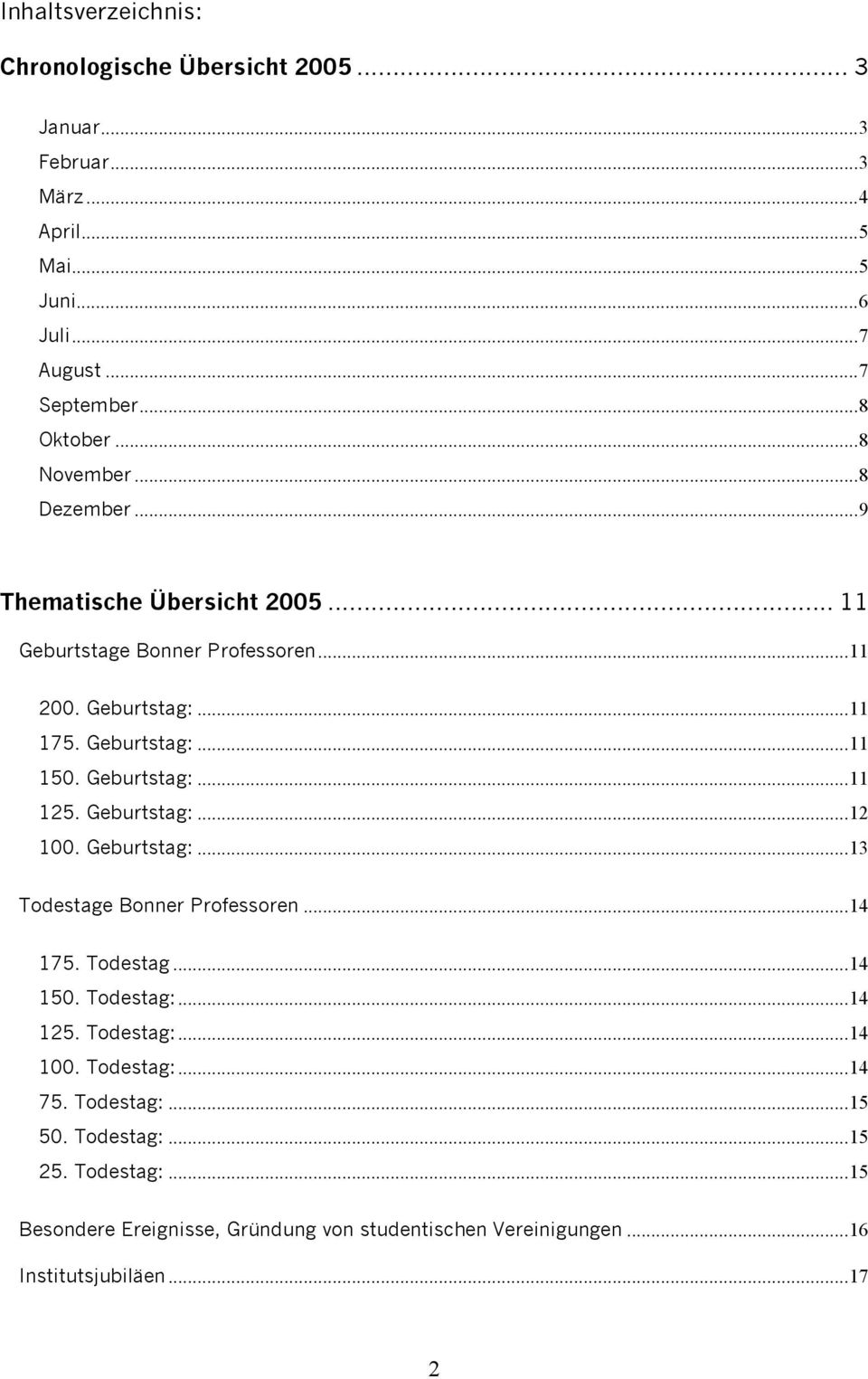 Geburtstag:...11 125. Geburtstag:...12 100. Geburtstag:...13 Todestage Bonner Professoren...14 175. Todestag...14 150. Todestag:...14 125. Todestag:...14 100.