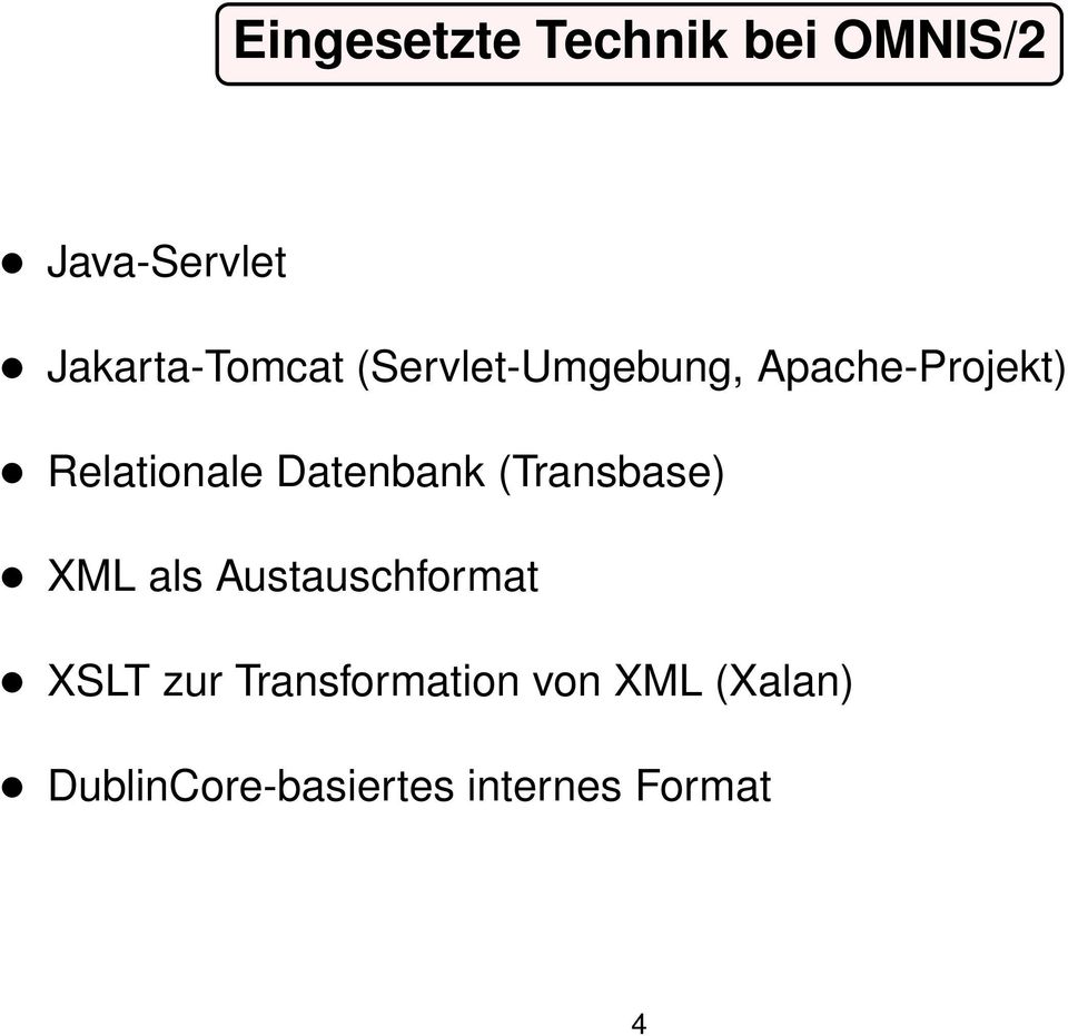 Relationale Datenbank (Transbase) XML als Austauschformat