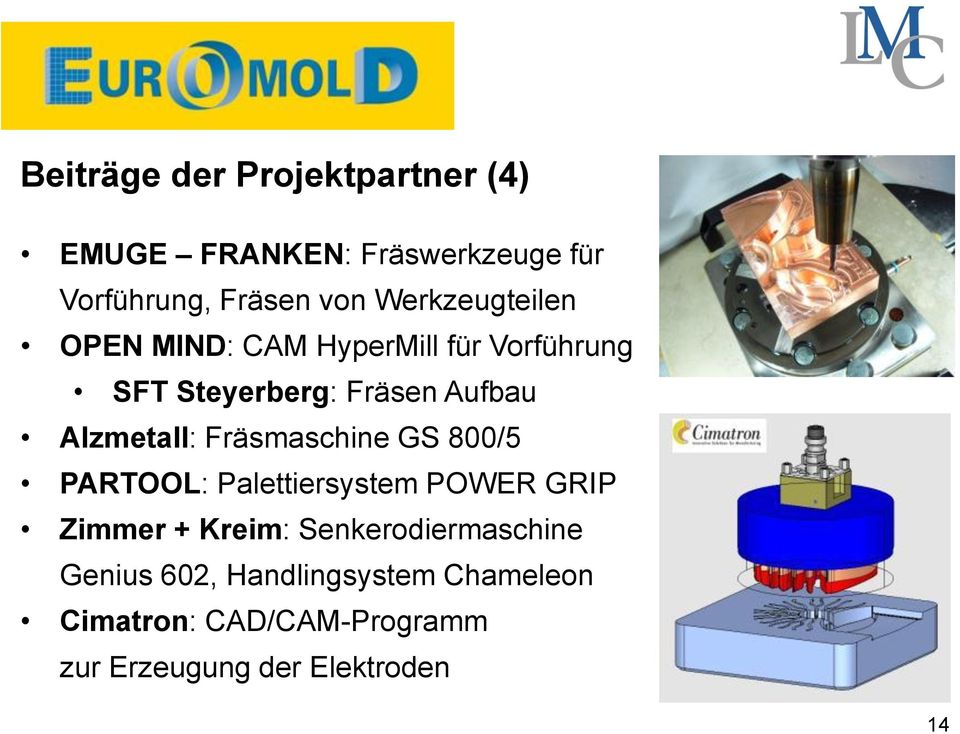 Alzmetall: Fräsmaschine GS 800/5 PARTOOL: Palettiersystem POWER GRIP Zimmer + Kreim: