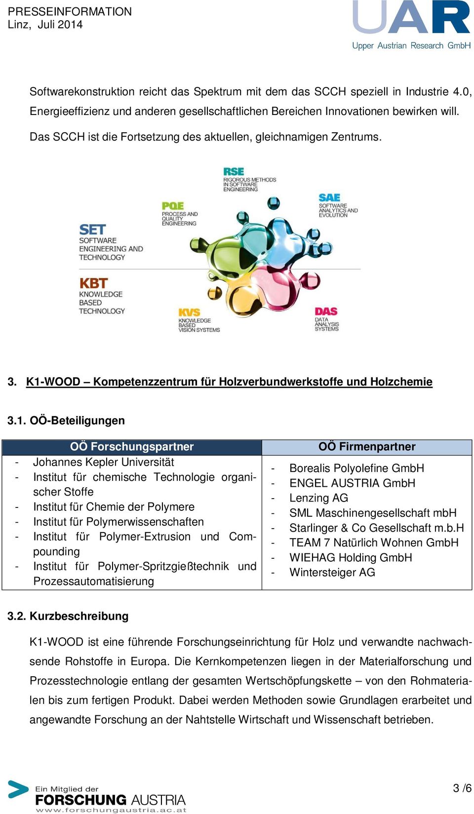 WOOD Kompetenzzentrum für Holzverbundwerkstoffe und Holzchemie 3.1.