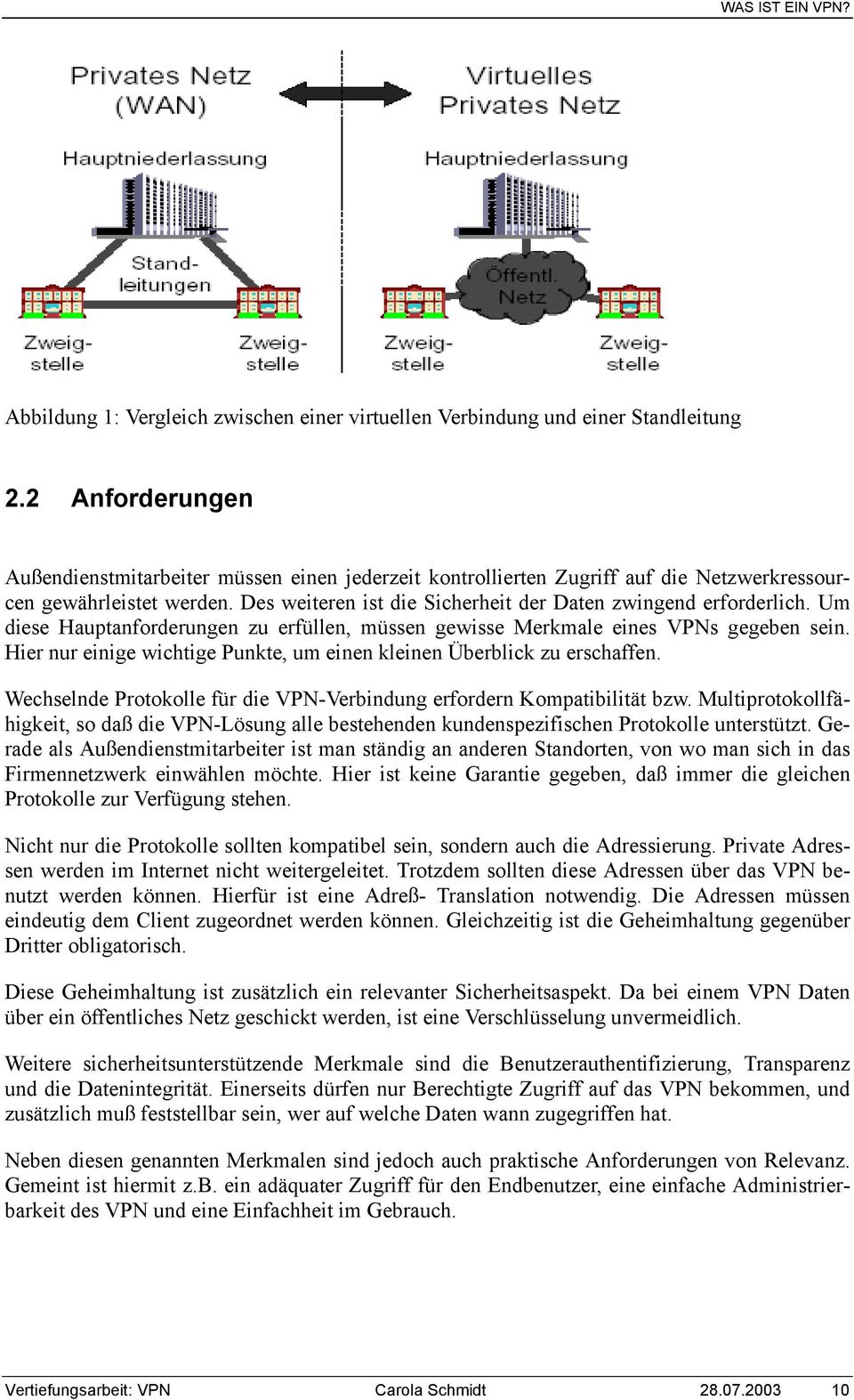 Um diese Hauptanforderungen zu erfüllen, müssen gewisse Merkmale eines VPNs gegeben sein. Hier nur einige wichtige Punkte, um einen kleinen Überblick zu erschaffen.