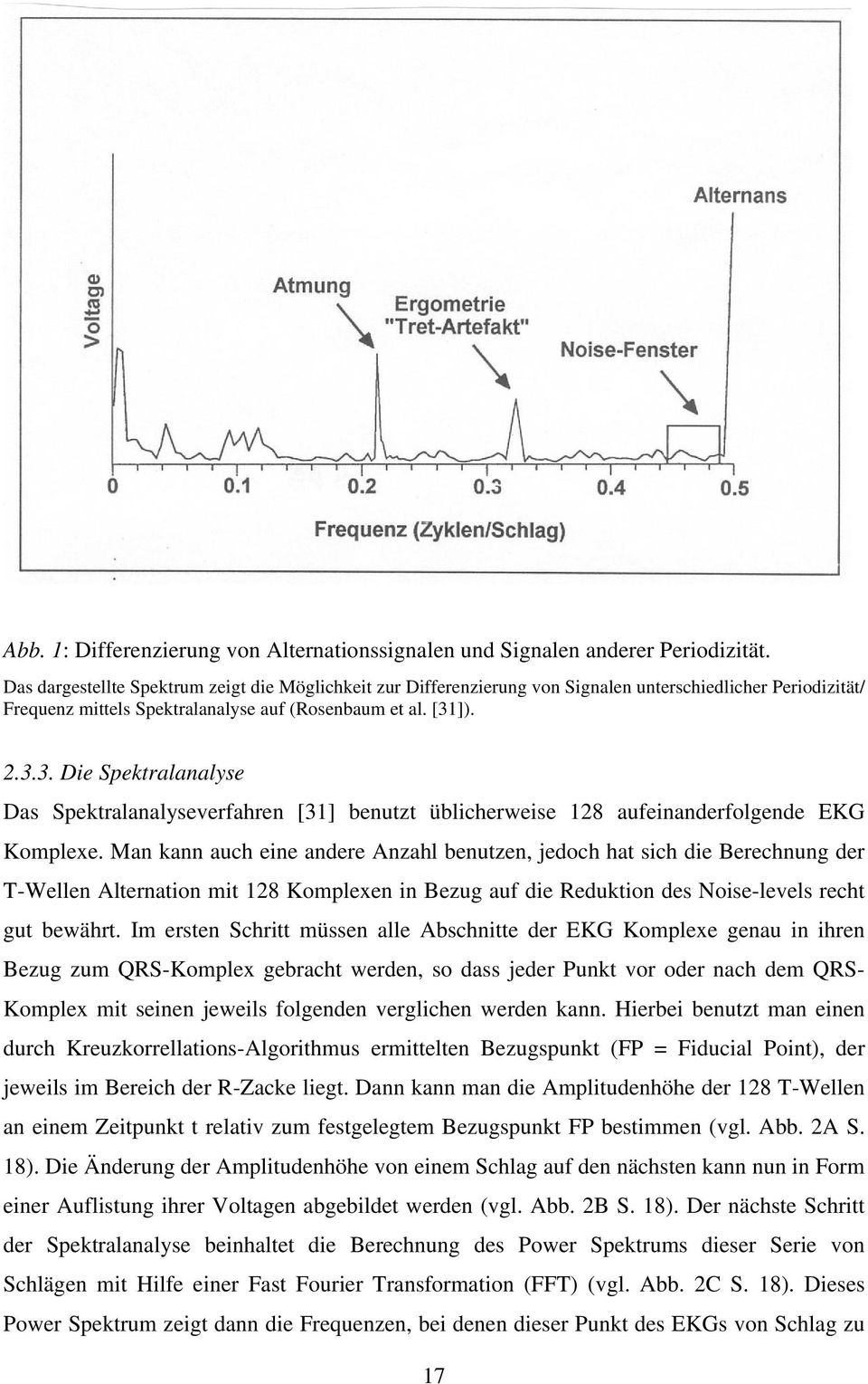 ]). 2.3.3. Die Spektralanalyse Das Spektralanalyseverfahren [31] benutzt üblicherweise 128 aufeinanderfolgende EKG Komplexe.
