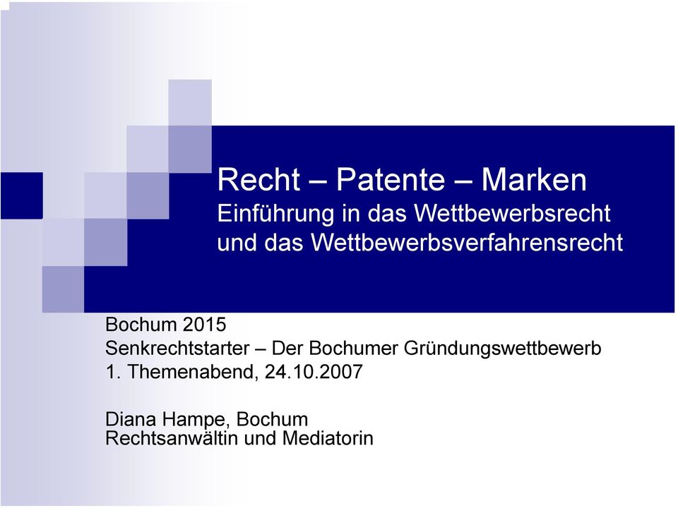 Wettbewerbsverfahrensrecht Bochum 2015