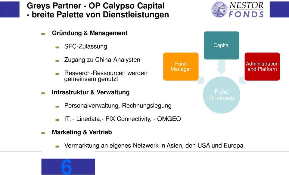 Administration and Platform Infrastruktur & Verwaltung Personalverwaltung, Rechnungslegung Fund Business