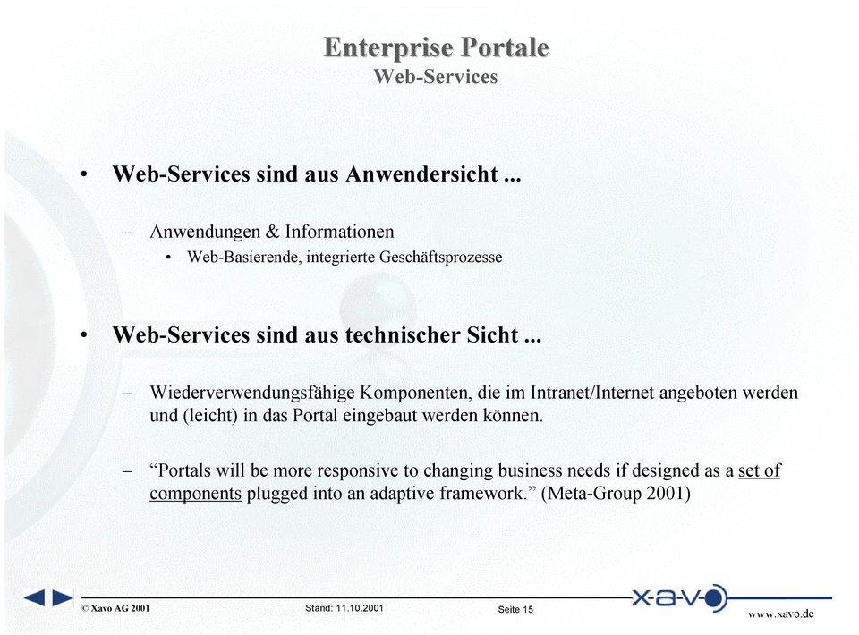 .. Wiederverwendungsfähige Komponenten, die im Intranet/Internet angeboten werden und (leicht) in das Portal eingebaut