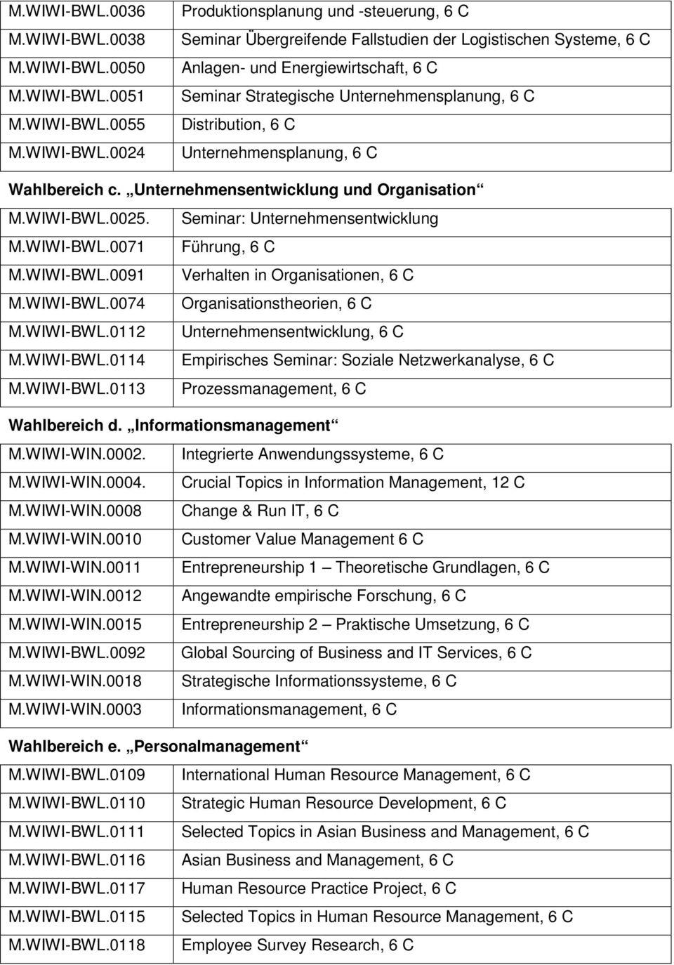 Unternehmensplanung, 6 C Distribution, 6 C Unternehmensplanung, 6 C Wahlbereich c. Unternehmensentwicklung und Organisation 0025.