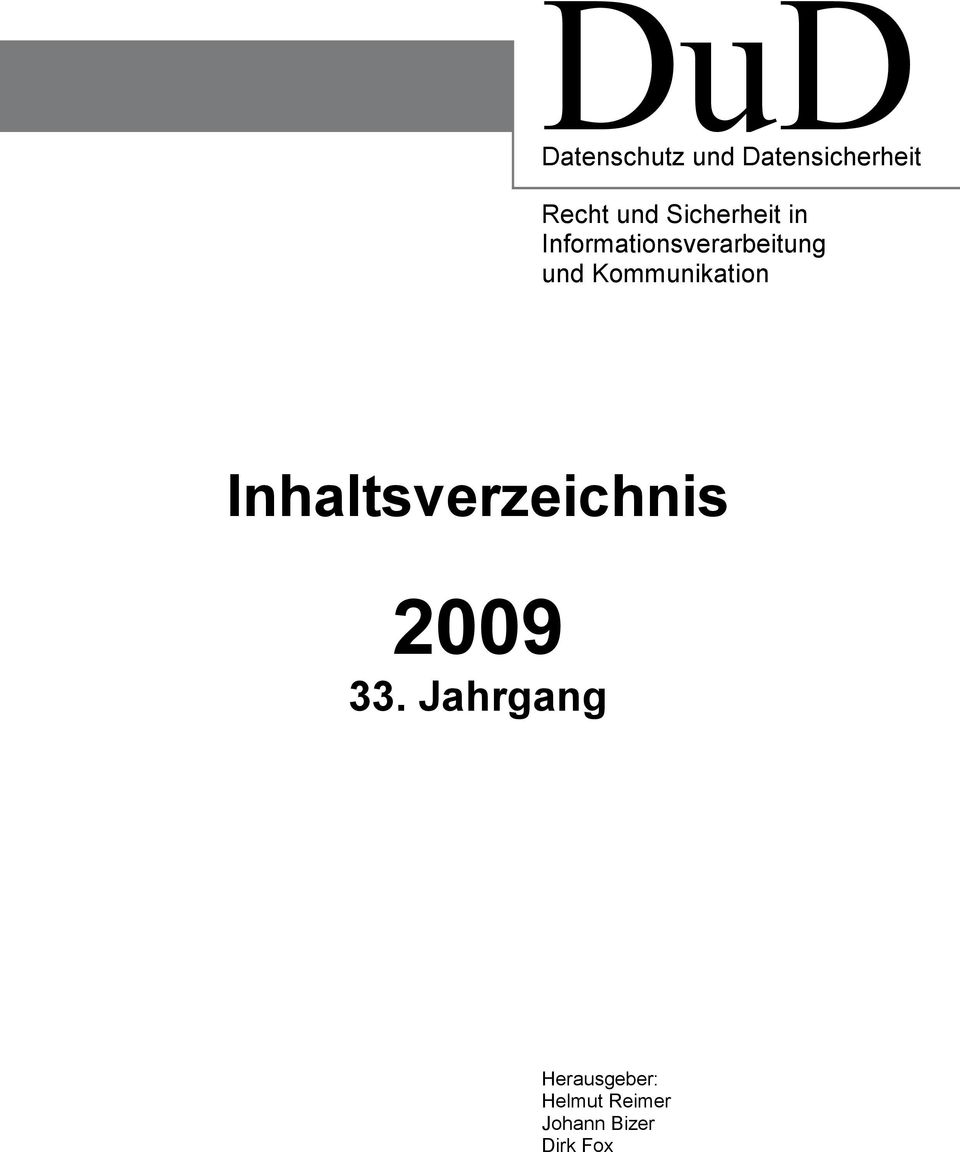 und Kommunikation Inhaltsverzeichnis 2009 33.