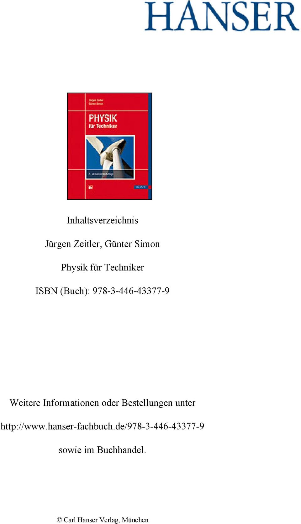 Bestellungen unter http://www.hanser-fachbuch.